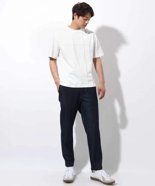 a.v.v（アーヴェヴェ）の「【接触冷感/綿100％】ピンタックデザインTシャツ（デザテクシリーズ）（Tシャツ/カットソー・メンズ・ブラック/グリーン/ホワイト/ネイビー・50/46/48/44）」の15枚目の写真