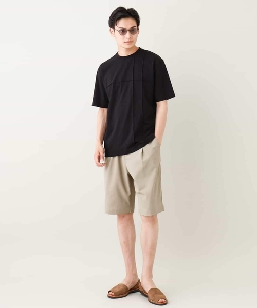 a.v.v（アーヴェヴェ）の「【接触冷感/綿100％】ピンタックデザインTシャツ（デザテクシリーズ）（Tシャツ/カットソー・メンズ・ブラック/グリーン/ホワイト/ネイビー・50/46/48/44）」の20枚目の写真