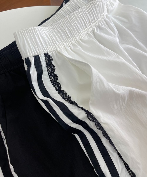 MAISON DE THERESE（メゾン ド テレーズ）の「レースリボン付きハイウエストワイドパンツ（その他パンツ・レディース・ホワイト/ブラック・S/M/L/XL）」の7枚目の写真