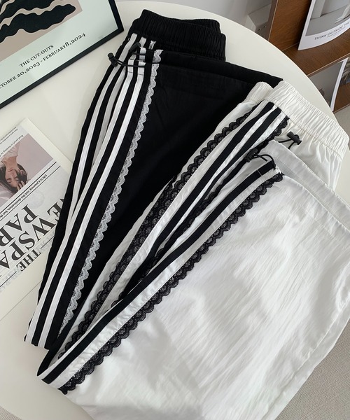 MAISON DE THERESE（メゾン ド テレーズ）の「レースリボン付きハイウエストワイドパンツ（その他パンツ・レディース・ホワイト/ブラック・S/M/L/XL）」の21枚目の写真