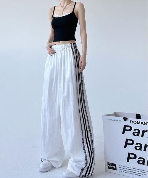 MAISON DE THERESE（メゾン ド テレーズ）の「レースリボン付きハイウエストワイドパンツ（その他パンツ・レディース・ホワイト/ブラック・S/M/L/XL）」の5枚目の写真