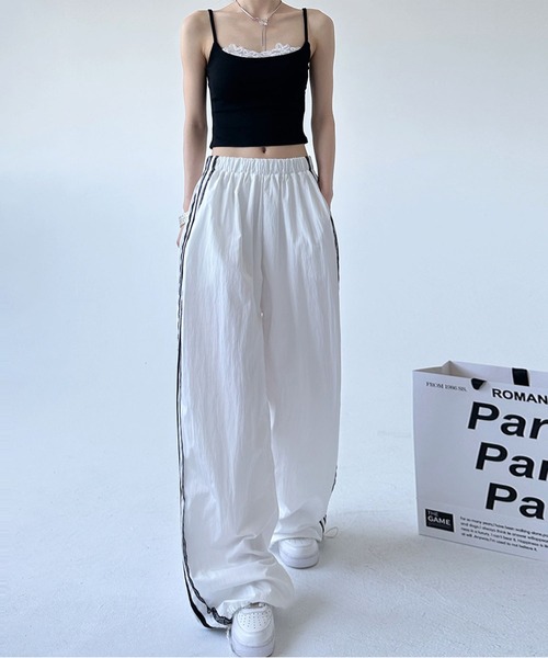 MAISON DE THERESE（メゾン ド テレーズ）の「レースリボン付きハイウエストワイドパンツ（その他パンツ・レディース・ホワイト/ブラック・S/M/L/XL）」の4枚目の写真