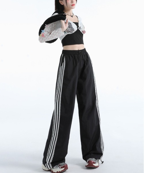 MAISON DE THERESE（メゾン ド テレーズ）の「レースリボン付きハイウエストワイドパンツ（その他パンツ・レディース・ホワイト/ブラック・S/M/L/XL）」の11枚目の写真