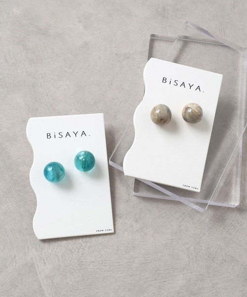 BiSAYA/ラウンド/マーブル/モザイク/ピアス（ピアス（両耳用