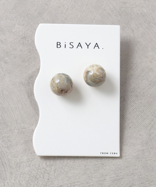 Flowering(フラワーリング)の「BiSAYA/ラウンド/マーブル/モザイク/ピアス(ピアス(両耳用)・レディース・マルチ/ホワイト/ブラウン/ブルー・FREE)」の9枚目の写真