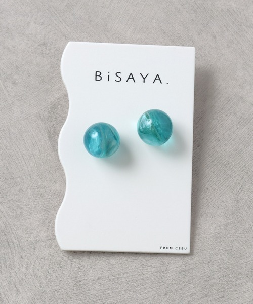 Flowering(フラワーリング)の「BiSAYA/ラウンド/マーブル/モザイク/ピアス(ピアス(両耳用)・レディース・マルチ/ホワイト/ブラウン/ブルー・FREE)」の5枚目の写真