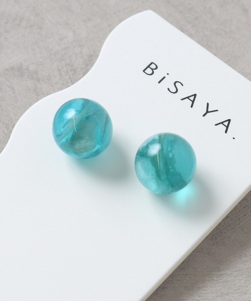 Flowering(フラワーリング)の「BiSAYA/ラウンド/マーブル/モザイク/ピアス(ピアス(両耳用)・レディース・マルチ/ホワイト/ブラウン/ブルー・FREE)」の6枚目の写真