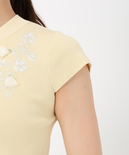 MISCH MASCH(ミッシュマッシュ)の「フラワー刺繍フレンチスリーブニット(ニット/セーター・レディース・イエロー/ピンク/ホワイト・フリ-)」の15枚目の写真