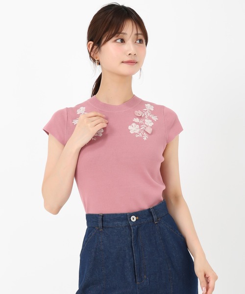 MISCH MASCH(ミッシュマッシュ)の「フラワー刺繍フレンチスリーブニット(ニット/セーター・レディース・イエロー/ピンク/ホワイト・フリ-)」の21枚目の写真