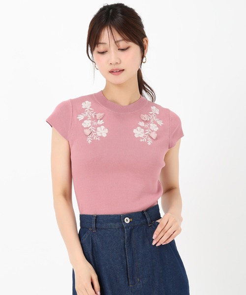 MISCH MASCH(ミッシュマッシュ)の「フラワー刺繍フレンチスリーブニット(ニット/セーター・レディース・イエロー/ピンク/ホワイト・フリ-)」の20枚目の写真