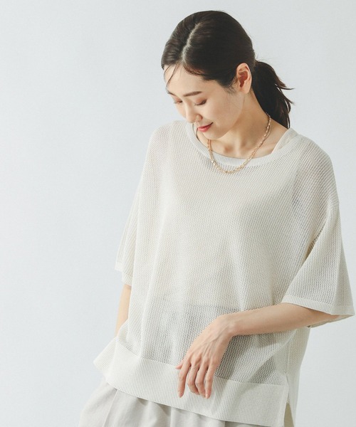 GLOBAL WORK（グローバルワーク）の「洗えるメッシュラメプルオーバー＊タンク/451488（ニット/セーター・レディース・グレー/テラコッタ/オリーブ/アイボリー・MEDIUM/LARGE）」の2枚目の写真