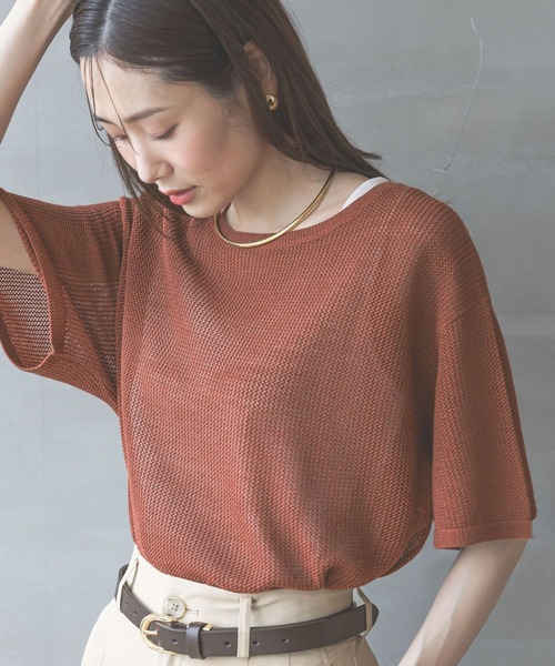 GLOBAL WORK（グローバルワーク）の「洗えるメッシュラメプルオーバー＊タンク/451488（ニット/セーター・レディース・グレー/テラコッタ/オリーブ/アイボリー・MEDIUM/LARGE）」の4枚目の写真