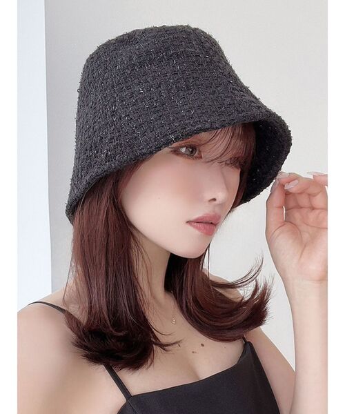 RESEXXY（リゼクシー）の「ツイードバケットハット（ハット・レディース・ホワイト/ブラック・FREE）」の2枚目の写真