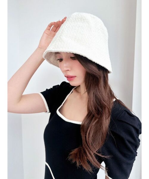 RESEXXY（リゼクシー）の「ツイードバケットハット（ハット・レディース・ホワイト/ブラック・FREE）」の7枚目の写真