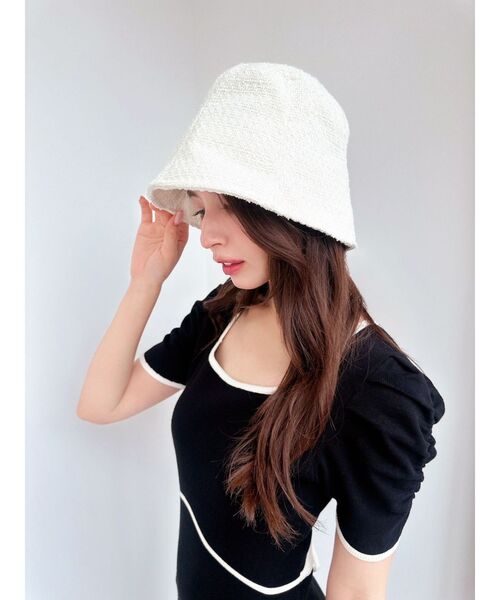 RESEXXY（リゼクシー）の「ツイードバケットハット（ハット・レディース・ホワイト/ブラック・FREE）」の6枚目の写真