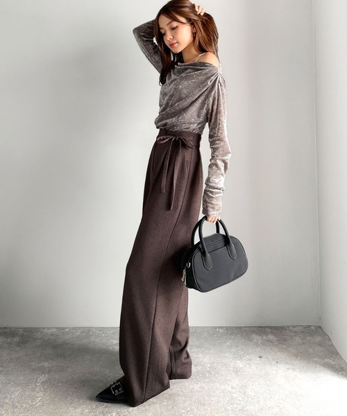 mily bilet(ミウィビレット)の「【mily bilet】26SS新色登場♪キレイ目ガーリーの大定番◎コーデに映えるこなれカラー♪リボン使いワイドスラックス(スラックス・レディース・ベージュ/ブラウン/ブラック/グレー系その他/アイボリー・LARGE/MEDIUM/SMALL/X-LARGE)」の17枚目の写真