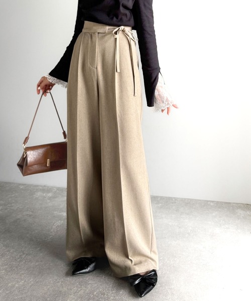 mily bilet(ミウィビレット)の「【mily bilet】26SS新色登場♪キレイ目ガーリーの大定番◎コーデに映えるこなれカラー♪リボン使いワイドスラックス(スラックス・レディース・ベージュ/ブラウン/ブラック/グレー系その他/アイボリー・LARGE/MEDIUM/SMALL/X-LARGE)」の13枚目の写真