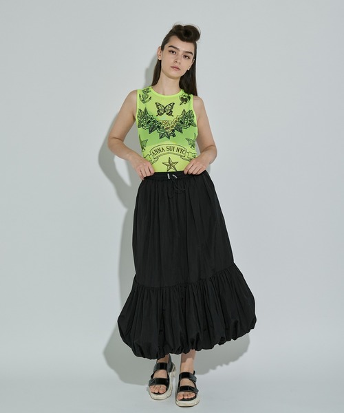 anna sui nyc（アナ スイ エヌ ワイ シー）の「バルーンフレアロングスカート（スカート・レディース・ライム/ブラック・FREE）」の10枚目の写真