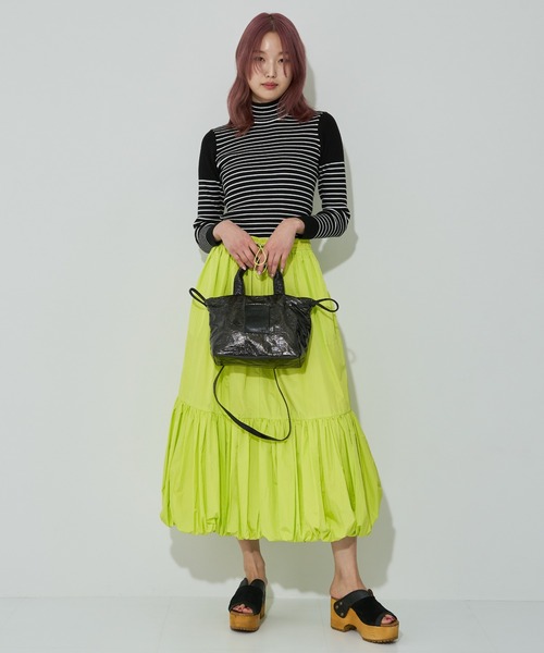anna sui nyc（アナ スイ エヌ ワイ シー）の「バルーンフレアロングスカート（スカート・レディース・ライム/ブラック・FREE）」の4枚目の写真