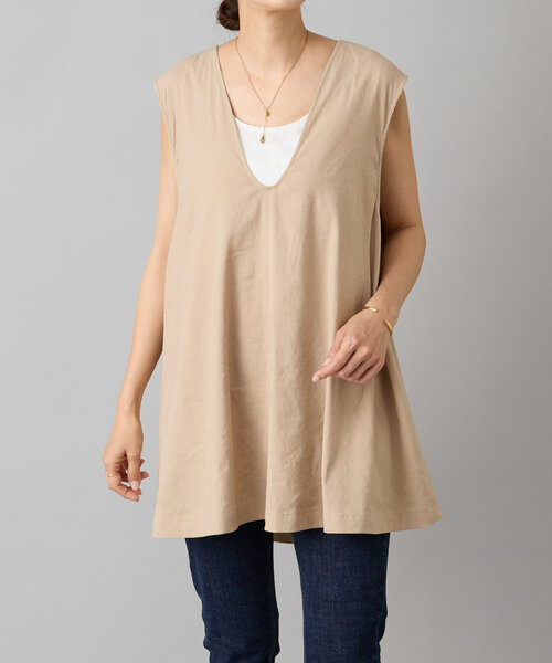 BEARDSLEY（ビアズリー）の「リネン混Ｕネックフレアベスト（ベスト・レディース・ブラック/ベージュ系その他/ベージュ系その他2・FREE）」の13枚目の写真