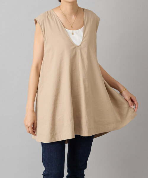 BEARDSLEY（ビアズリー）の「リネン混Ｕネックフレアベスト（ベスト・レディース・ブラック/ベージュ系その他/ベージュ系その他2・FREE）」の14枚目の写真