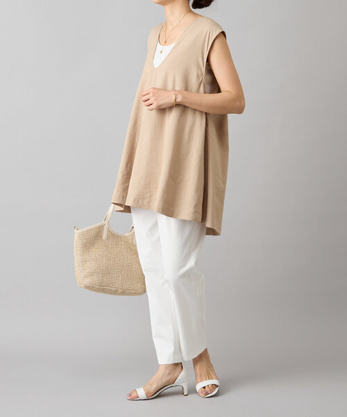 BEARDSLEY（ビアズリー）の「リネン混Ｕネックフレアベスト（ベスト・レディース・ブラック/ベージュ系その他/ベージュ系その他2・FREE）」の16枚目の写真