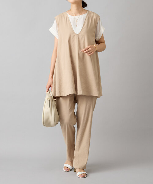 BEARDSLEY（ビアズリー）の「リネン混Ｕネックフレアベスト（ベスト・レディース・ブラック/ベージュ系その他/ベージュ系その他2・FREE）」の19枚目の写真