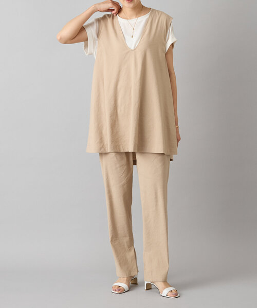 BEARDSLEY（ビアズリー）の「リネン混Ｕネックフレアベスト（ベスト・レディース・ブラック/ベージュ系その他/ベージュ系その他2・FREE）」の21枚目の写真