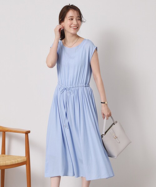 ITS'DEMO（イッツデモ）の「【さらりタッチ／手洗い可】強撚スラブブラウジングワンピース（ワンピース・レディース・ブラック/ブルーグリーン/ピンク系/サックスブルー・00）」の15枚目の写真