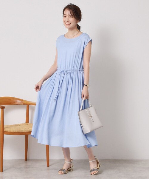 ITS'DEMO（イッツデモ）の「【さらりタッチ／手洗い可】強撚スラブブラウジングワンピース（ワンピース・レディース・ブラック/ブルーグリーン/ピンク系/サックスブルー・00）」の17枚目の写真