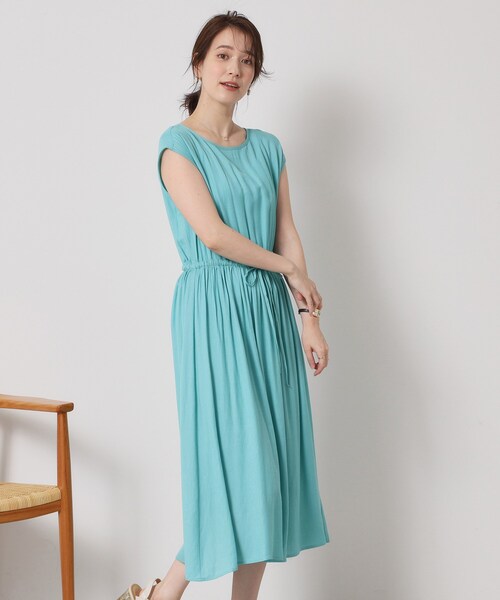 ITS'DEMO（イッツデモ）の「【さらりタッチ／手洗い可】強撚スラブブラウジングワンピース（ワンピース・レディース・ブラック/ブルーグリーン/ピンク系/サックスブルー・00）」の20枚目の写真