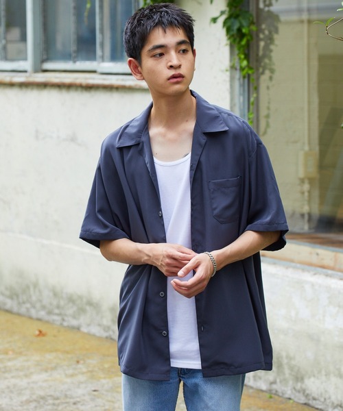 Cal Top（キャルトップ）の「CALTOP/キャルトップ CALTOP OPEN COLLER S/S SHIRT オープンカラー 開襟シャツ オーバーサイズ 半袖 メンズ 夏物 夏服（シャツ/ブラウス・メンズ・ネイビー/カーキ/ブラック/スカイブルー・L/XL/M/S）」の21枚目の写真
