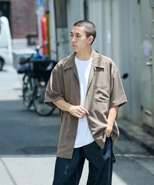 Cal Top（キャルトップ）の「CALTOP/キャルトップ CALTOP OPEN COLLER S/S SHIRT オープンカラー 開襟シャツ オーバーサイズ 半袖 メンズ 夏物 夏服（シャツ/ブラウス・メンズ・ネイビー/カーキ/ブラック/スカイブルー・L/XL/M/S）」の10枚目の写真