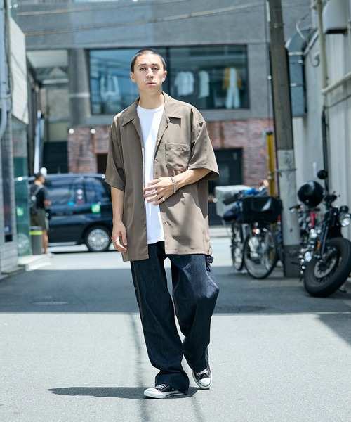 Cal Top（キャルトップ）の「CALTOP/キャルトップ CALTOP OPEN COLLER S/S SHIRT オープンカラー 開襟シャツ オーバーサイズ 半袖 メンズ 夏物 夏服（シャツ/ブラウス・メンズ・ネイビー/カーキ/ブラック/スカイブルー・L/XL/M/S）」の12枚目の写真