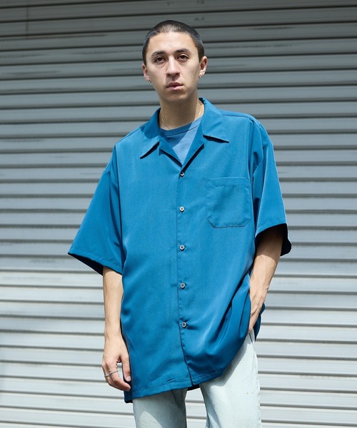 Cal Top（キャルトップ）の「CALTOP/キャルトップ CALTOP OPEN COLLER S/S SHIRT オープンカラー 開襟シャツ オーバーサイズ 半袖 メンズ 夏物 夏服（シャツ/ブラウス・メンズ・ネイビー/カーキ/ブラック/スカイブルー・L/XL/M/S）」の14枚目の写真