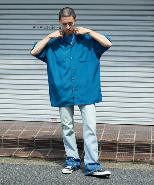 Cal Top（キャルトップ）の「CALTOP/キャルトップ CALTOP OPEN COLLER S/S SHIRT オープンカラー 開襟シャツ オーバーサイズ 半袖 メンズ 夏物 夏服（シャツ/ブラウス・メンズ・ネイビー/カーキ/ブラック/スカイブルー・L/XL/M/S）」の9枚目の写真