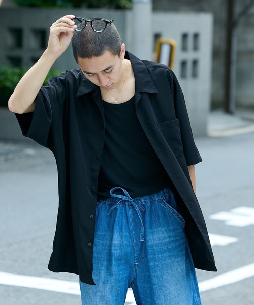 Cal Top（キャルトップ）の「CALTOP/キャルトップ CALTOP OPEN COLLER S/S SHIRT オープンカラー 開襟シャツ オーバーサイズ 半袖 メンズ 夏物 夏服（シャツ/ブラウス・メンズ・ネイビー/カーキ/ブラック/スカイブルー・L/XL/M/S）」の5枚目の写真