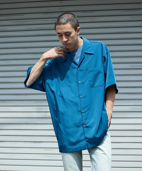 Cal Top（キャルトップ）の「CALTOP/キャルトップ CALTOP OPEN COLLER S/S SHIRT オープンカラー 開襟シャツ オーバーサイズ 半袖 メンズ 夏物 夏服（シャツ/ブラウス・メンズ・ネイビー/カーキ/ブラック/スカイブルー・L/XL/M/S）」の6枚目の写真
