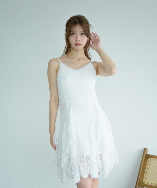 ALVINAbyGOLDS♡ビジューチャーム付き♡段々フリルレース♡キャミワンピ レースキャミワンピトップスセット – BUNNY APARTMENT