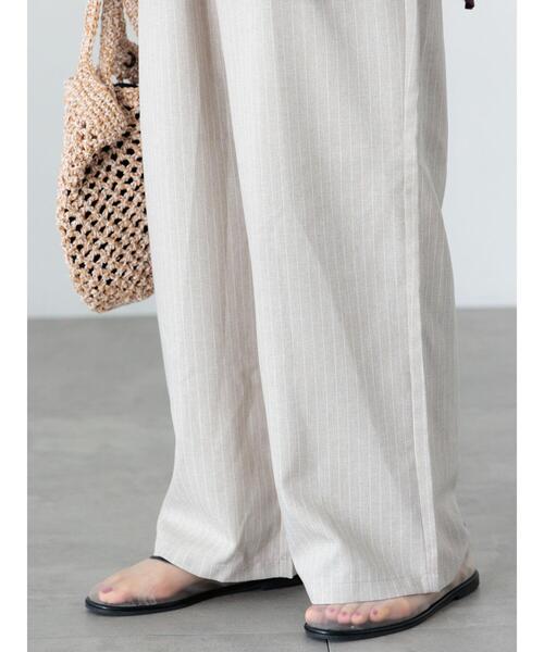 Lugnoncure（ルノンキュール）の「麻調ストライプイージーパンツ（その他パンツ・レディース・ネイビー/ベージュ/グレー・F）」の7枚目の写真