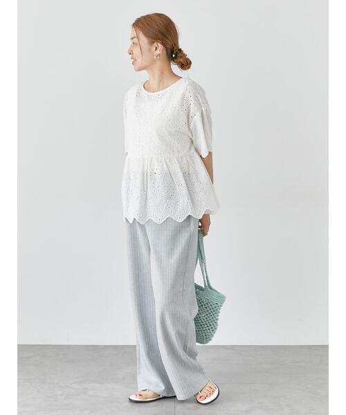 Lugnoncure（ルノンキュール）の「麻調ストライプイージーパンツ（その他パンツ・レディース・ネイビー/ベージュ/グレー・F）」の17枚目の写真