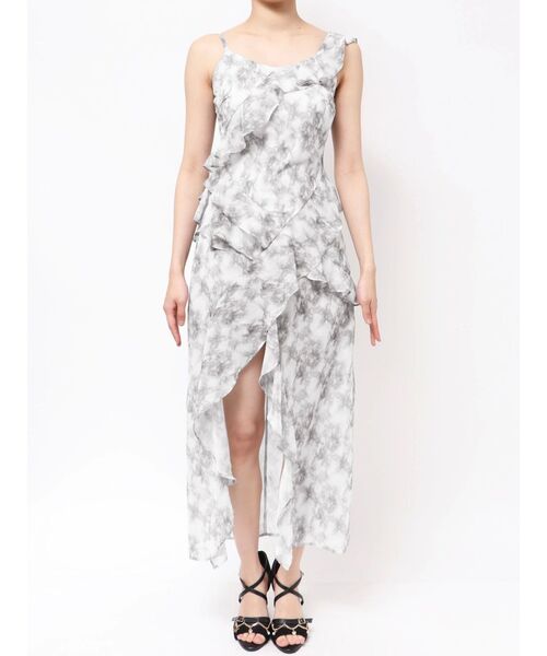 ラッフルアシンメトリータイダイプリントワンピース ラッフルアシンメトリータイダイプリントワンピース（ワンピース