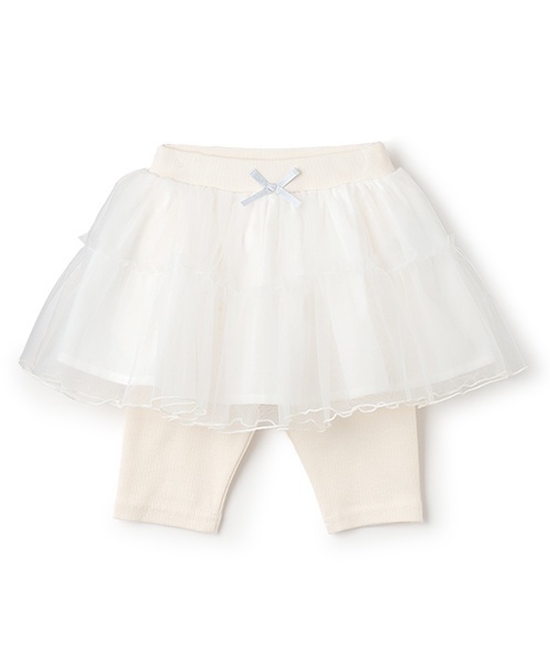 petit main（プティマイン）の「【接触冷感】5分丈レギつきチュールSK（スカート・キッズ・ライトピンク/アイボリー/ブルーグレー・100cm/80ｃｍ/110cm/130cm/120cm/90cm）」の2枚目の写真