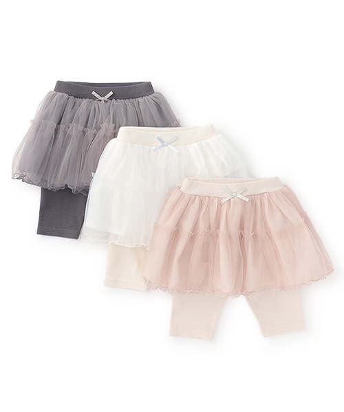 petit main（プティマイン）の「【接触冷感】5分丈レギつきチュールSK（スカート・キッズ・ライトピンク/アイボリー/ブルーグレー・100cm/80ｃｍ/110cm/130cm/120cm/90cm）」の10枚目の写真