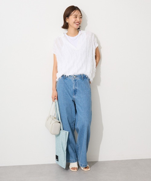 CRAFT STANDARD BOUTIQUE（クラフトスタンダードブティック）の「洗える/シアーフリンジスキッパーニットプルオーバー◆（ニット/セーター・レディース・チャコールグレー/ホワイト・FREE）」の13枚目の写真