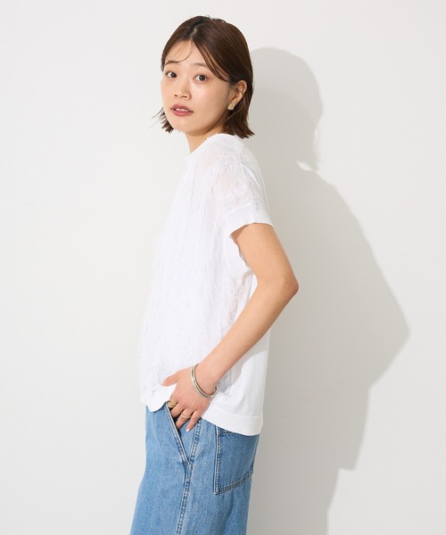 CRAFT STANDARD BOUTIQUE（クラフトスタンダードブティック）の「洗える/シアーフリンジスキッパーニットプルオーバー◆（ニット/セーター・レディース・チャコールグレー/ホワイト・FREE）」の9枚目の写真