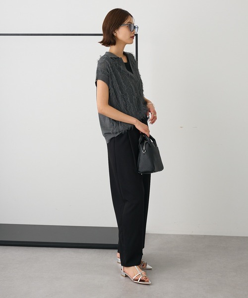 CRAFT STANDARD BOUTIQUE（クラフトスタンダードブティック）の「洗える/シアーフリンジスキッパーニットプルオーバー◆（ニット/セーター・レディース・チャコールグレー/ホワイト・FREE）」の21枚目の写真