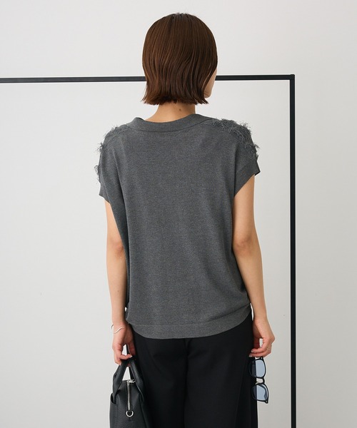 CRAFT STANDARD BOUTIQUE（クラフトスタンダードブティック）の「洗える/シアーフリンジスキッパーニットプルオーバー◆（ニット/セーター・レディース・チャコールグレー/ホワイト・FREE）」の19枚目の写真