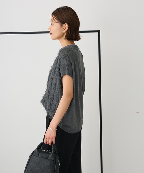 CRAFT STANDARD BOUTIQUE（クラフトスタンダードブティック）の「洗える/シアーフリンジスキッパーニットプルオーバー◆（ニット/セーター・レディース・チャコールグレー/ホワイト・FREE）」の18枚目の写真