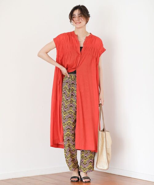 Green　Parks（グリーンパークス）の「インド綿 シャーリングワンピース（ワンピース・レディース・ブラック/ブルー系その他4/ストライプ/グリーン/レッド・FREE）」の5枚目の写真